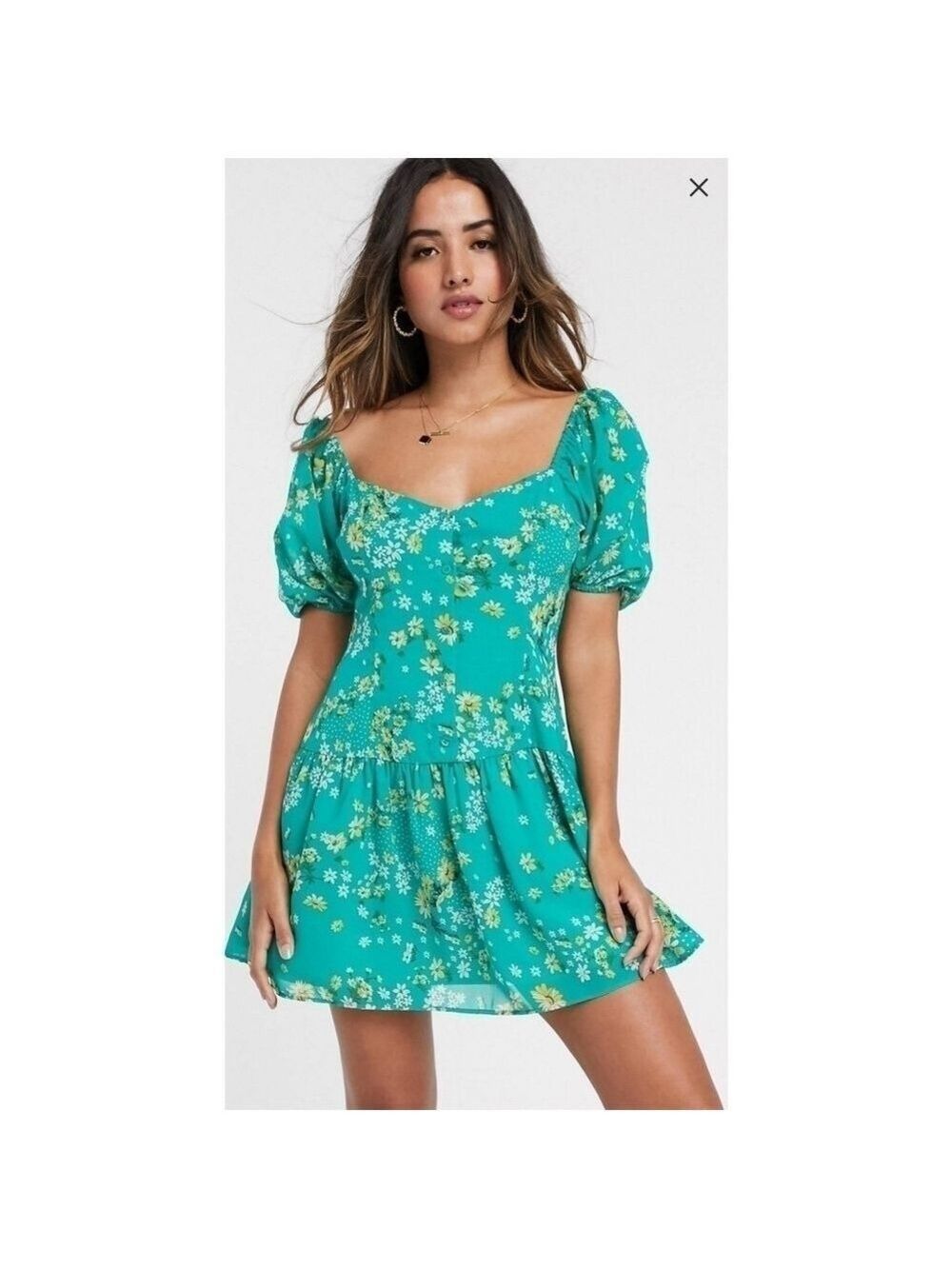 NWT ASOS Green Ditsy Floral Dress